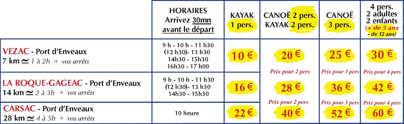 depliant-canoe-detente-2018-dordogne-riviere-tarif-2019 Location Canoe Dordogne